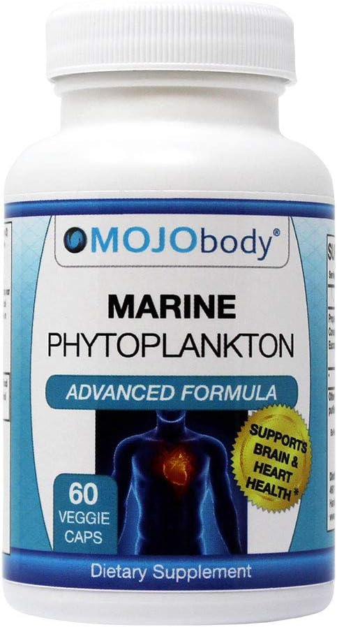 Superfood MOJObody Freeze Dried Marine Phytoplankton Capsules with BioPerine for Brain & Heart Health, High Absorption