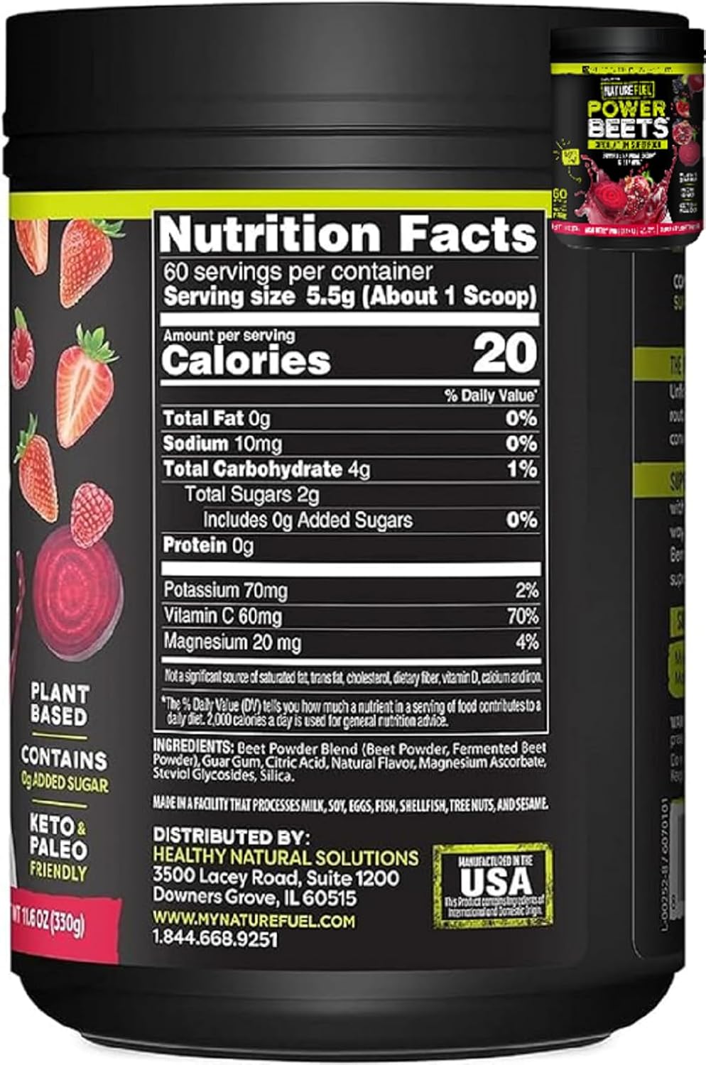 Superfood Smoothie Mix: Amazing Greens Blend & Power Beets Powder for Natural Energy Boost, 60 Servings Each