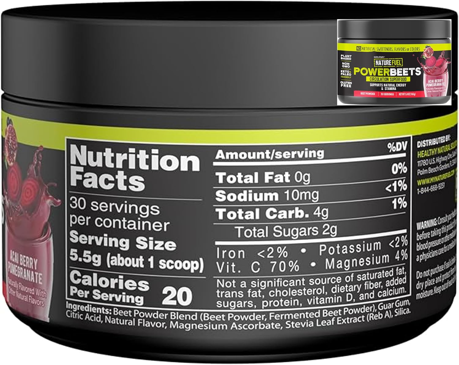 Superfood Smoothie Mix & Nature Fuel Beet Root Powder Combo: Boost Energy Naturally with Greens and Beets, 30 Servings each