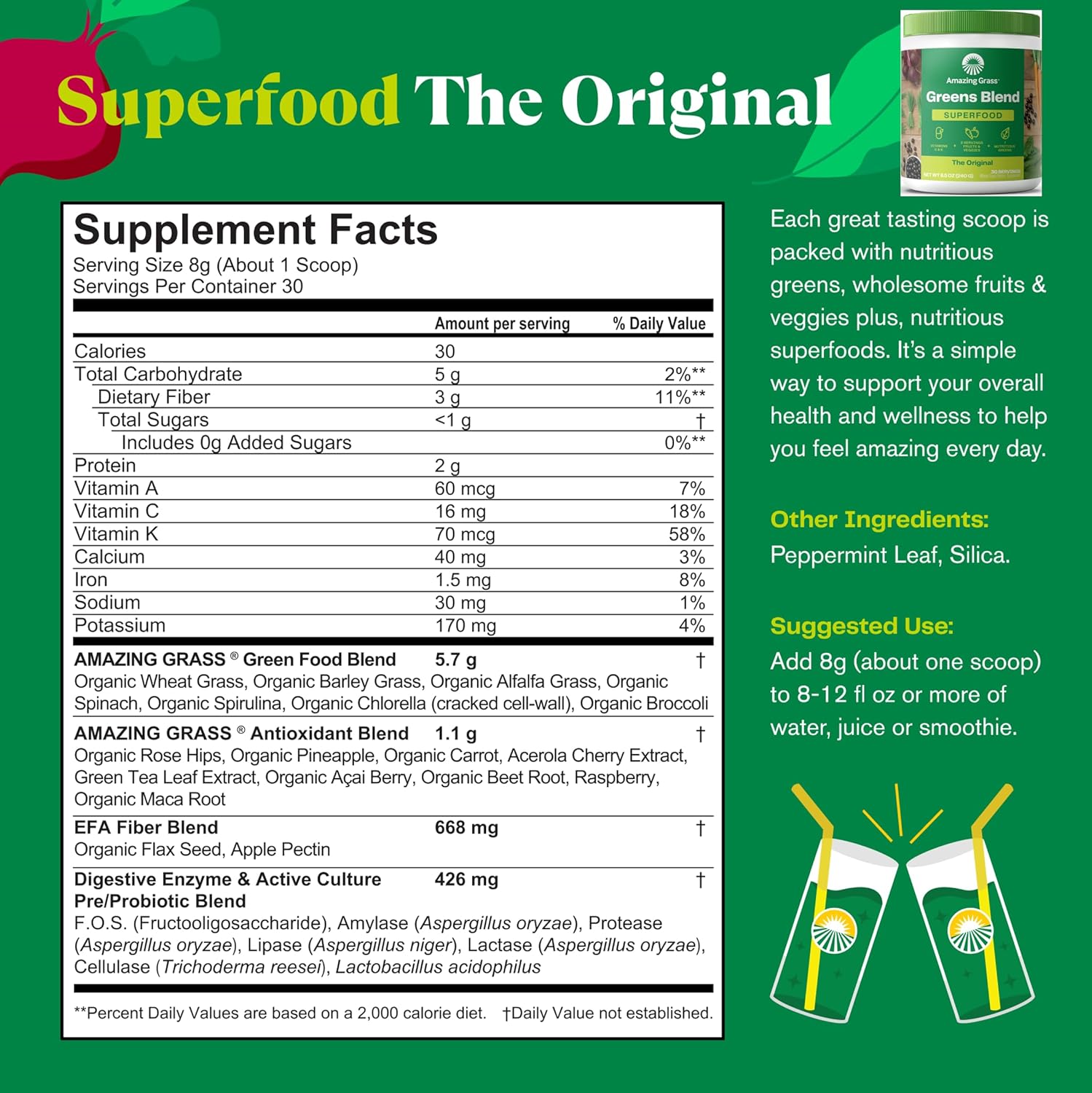 Superfood Smoothie Mix & Nature Fuel Beet Root Powder Combo: Boost Energy Naturally with Greens and Beets, 30 Servings each