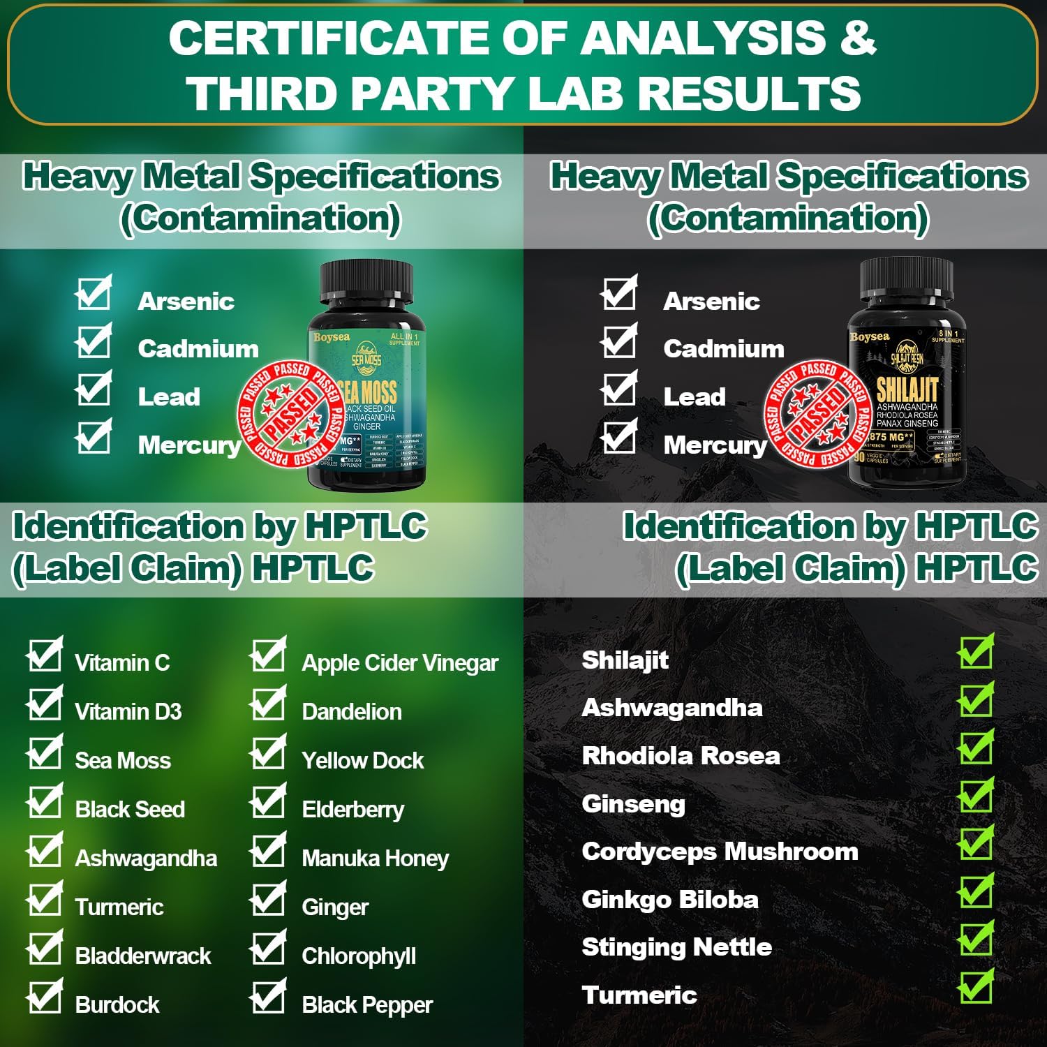 Superfood Supplement Bundle: Geloo 90 Sea Moss & Shilajit Capsules (Black Seed Oil, Ashwagandha) - 4 Pack