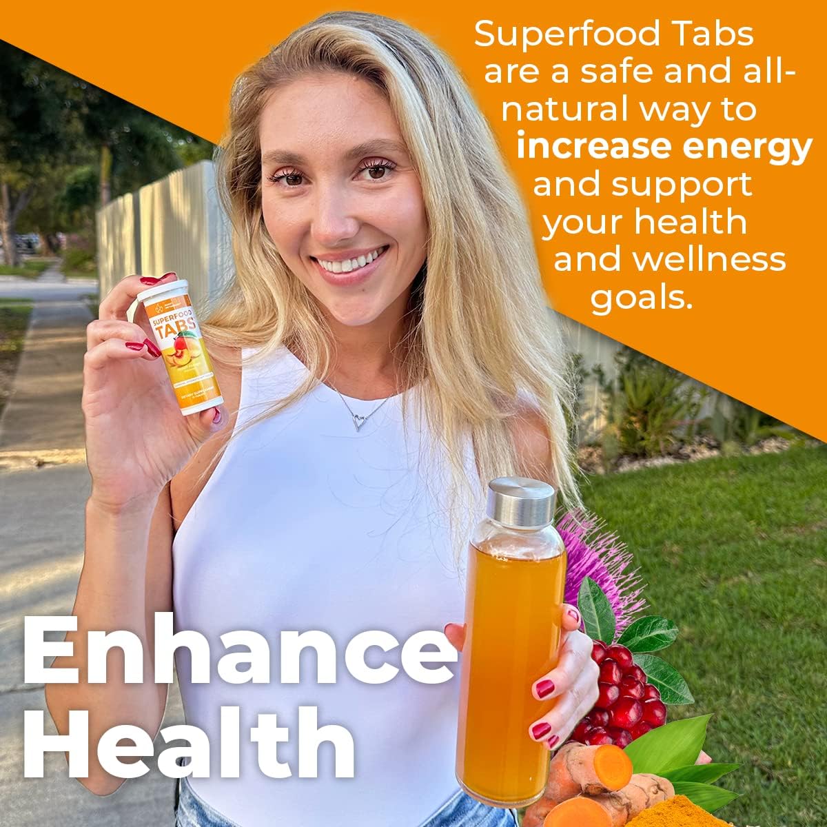 Superfood Tabs Detox Cleanse Drink for Women & Men - Supports Healthy Weight, Digestive Health, Cravings & Bloating - Peach Mango Flavor [60 Tablets]