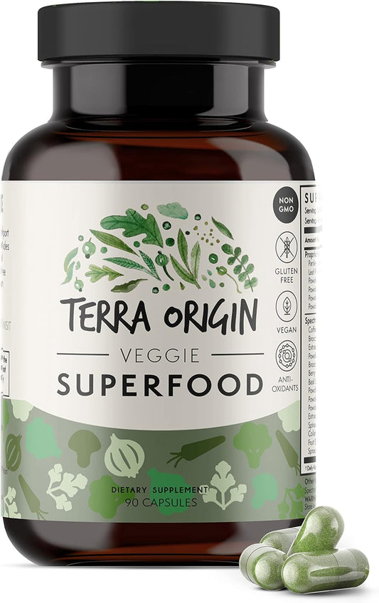 Superfood Veggie Capsules with Spectra® Antioxidant Blend - 90 Capsules, Plant Based & Nutrient Rich