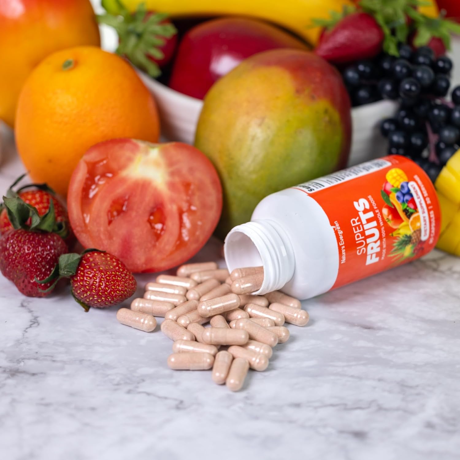 Superfood Vitamins & Minerals Supplement with Nature's Evergreen Fruits and Veggies - Vegan, Non GMO, Soy Free - 180 Capsules x 2 - Made in USA