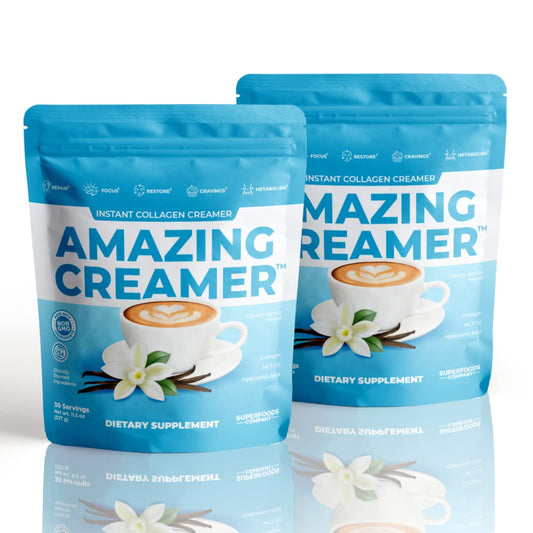 Superfoods Company Collagen Keto Creamer with Hyaluronic Acid & MCT Oil - Boosts Brain Function, Curbs Cravings, Supports Skin & Hair Health - Diet-Friendly Vanilla Flavor - 60 Servings
