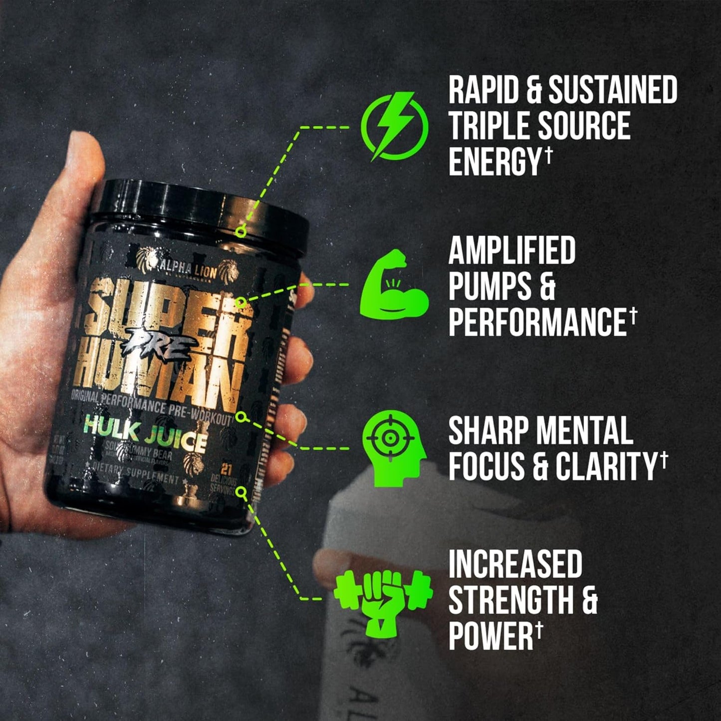 Superhuman Pre & Post Workout Bundle for Lean Muscle Growth & Energy Boost (Hulk Juice & Gainy Smith Apple)
