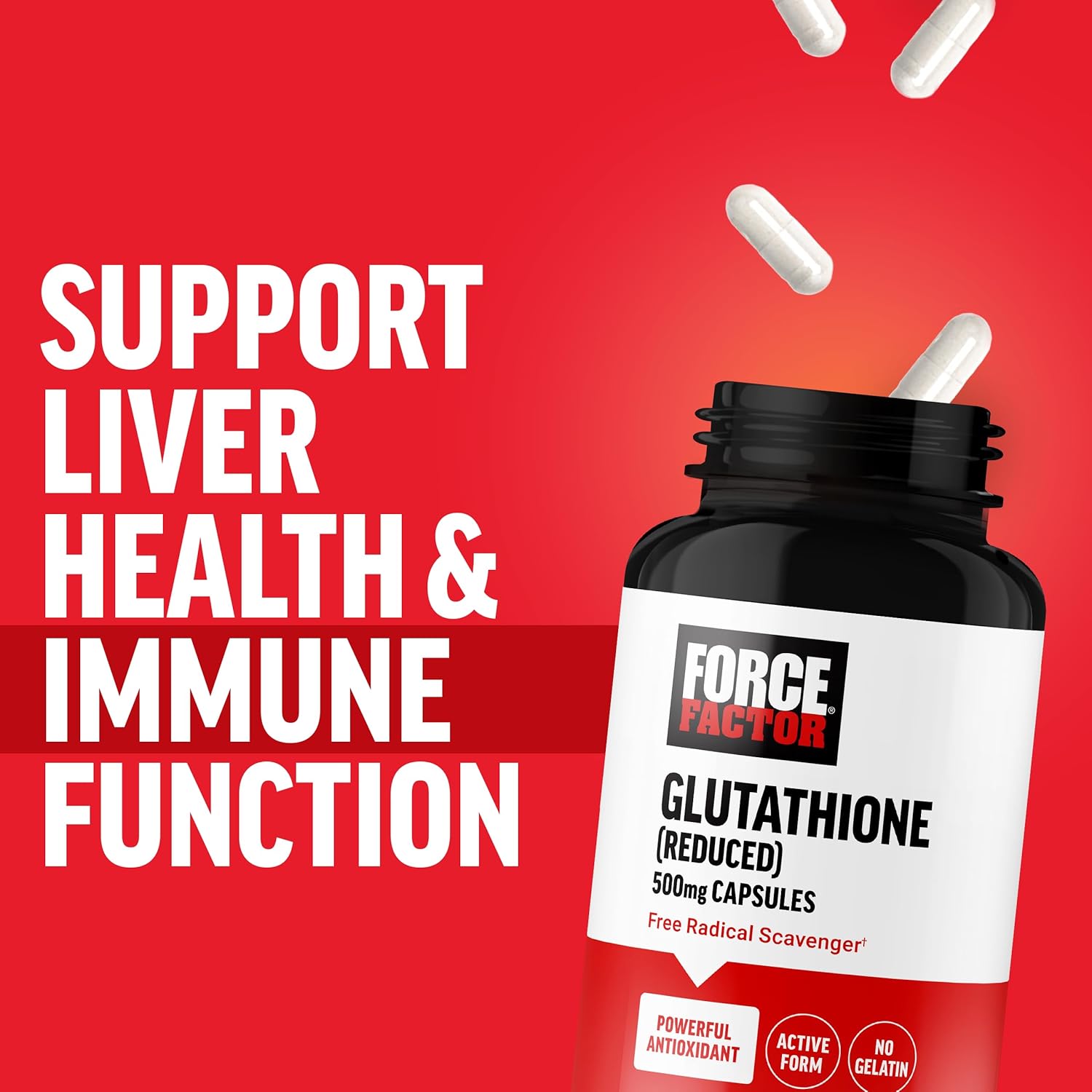 Superior Absorption Glutathione Supplement 500mg, Vegan Antioxidant Capsules, Non-GMO Active Form, 60 Vegetable Capsules