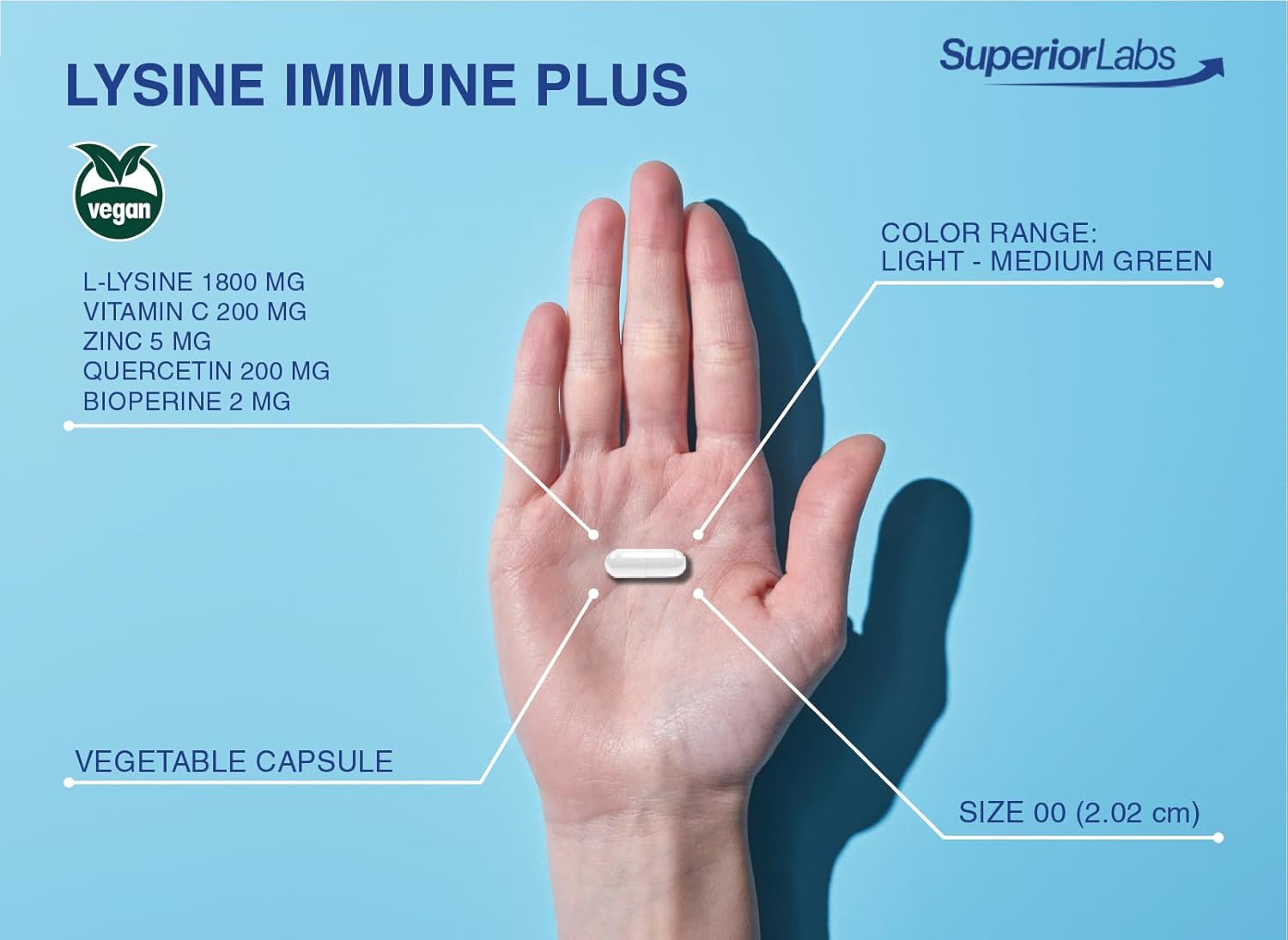 Superior Labs Lysine Immune Plus - Lip Support with Clinically Proven Results. HCI Binding for Stability & Fast Absorption. Bioactive Formula.