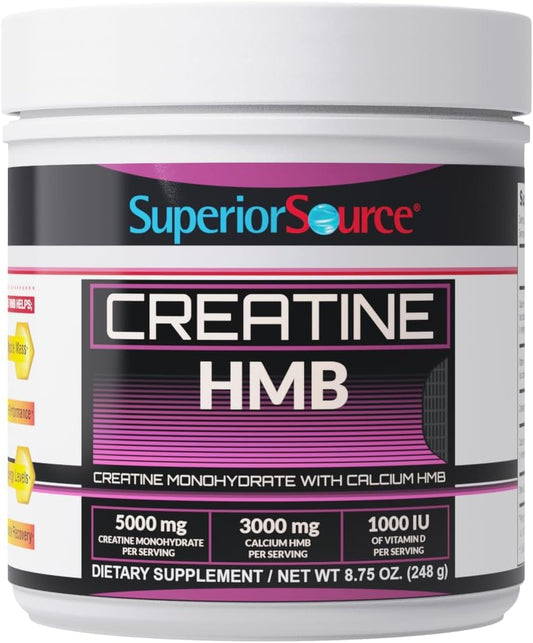 Superior Source Creatine Monohydrate with HMB, D3, Enhanced Strength & Recovery, Ideal for High-Intensity Workouts