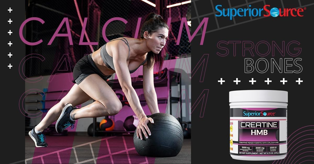 Superior Source Creatine Monohydrate with HMB, D3, Enhanced Strength & Recovery, Ideal for High-Intensity Workouts