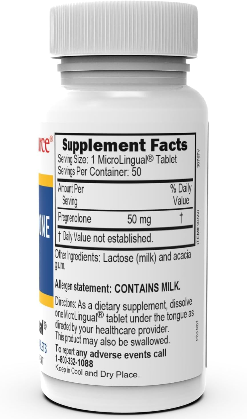 Superior Source Pregnenolone 50mg MicroLingual Tablets, 50 Count - Supports Memory, Immune System, Hormone Balance - Non-GMO - BoostGo Australia