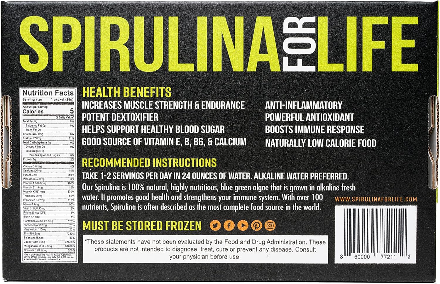 Superior Spirulina: 30 Stick Pack, 100% Pure, USA Grown & Frozen - Alkaline Water, 30 Day Supply - BoostGo Australia