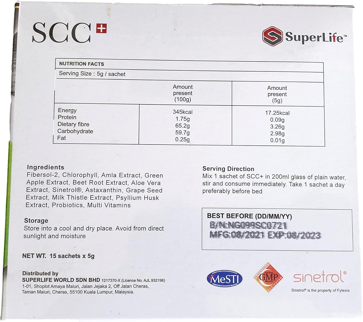 Superlife Colon Care SCC+ (SCC15 Newly Improved) - SUPTMAX Formula for Healthy Digestion and Gut Health