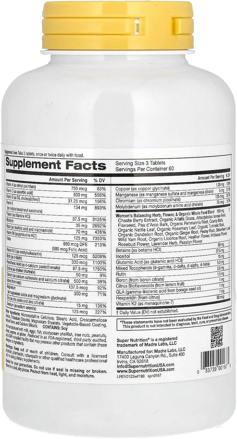 SuperNutrition Women's Blend Iron-Free Multi-Vitamin - 180 Tablets