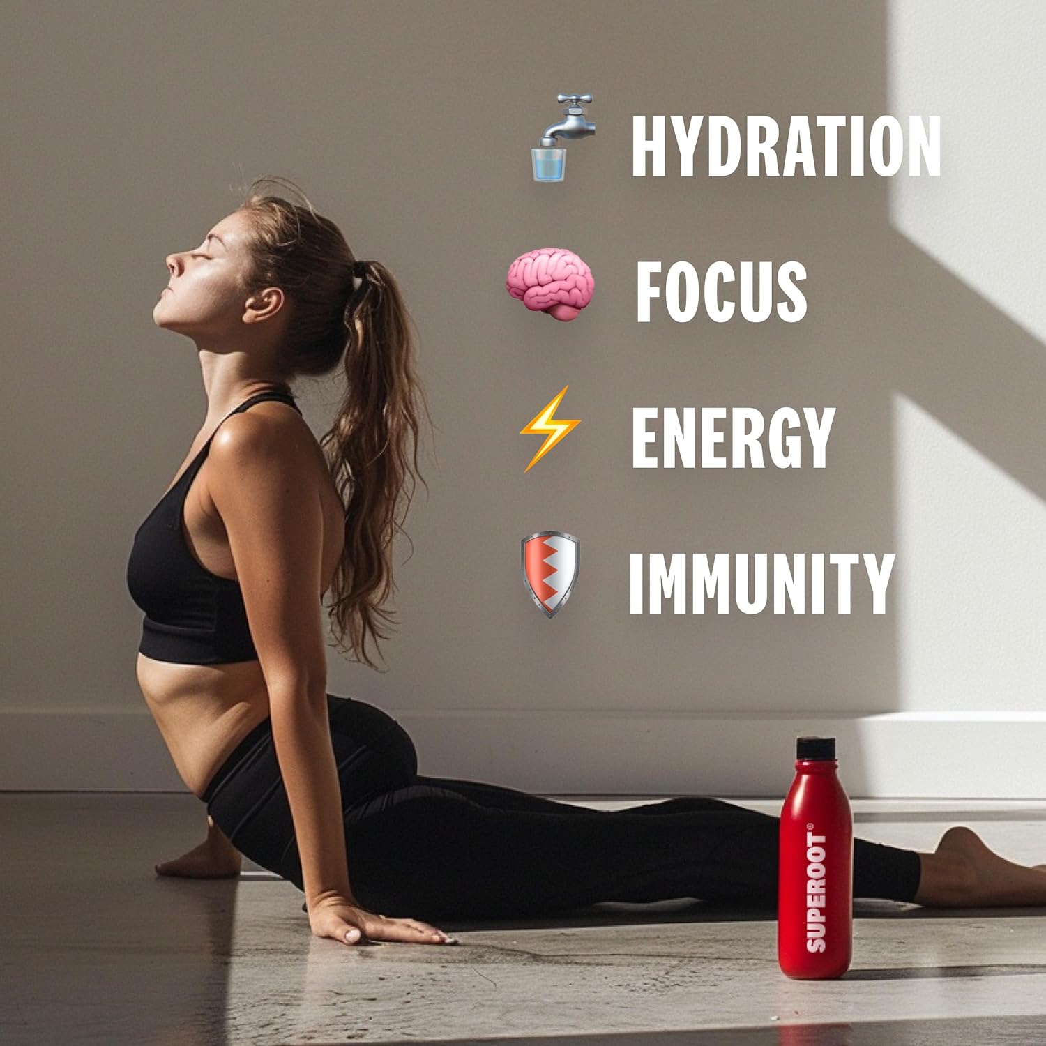 Superoot Ginger & Citrus Flavored Electrolytes with Deep Ocean Minerals, Antioxidants, and Vitamin C for Detox & Immunity Boost | Caffeine-Free Energy & Hydration Drink with 0 Added Sugar | 30 Servings