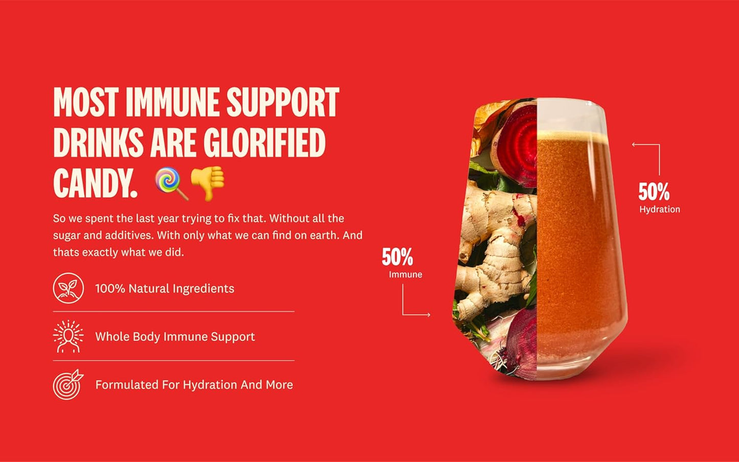 Superoot Ginger & Citrus Flavored Electrolytes with Deep Ocean Minerals, Antioxidants, and Vitamin C for Detox & Immunity Boost | Caffeine-Free Energy & Hydration Drink with 0 Added Sugar | 30 Servings