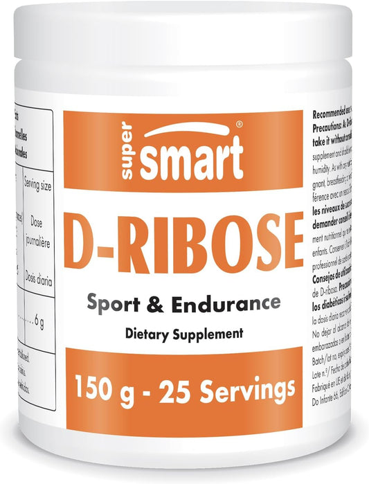 Supersmart D-Ribose Energy Pills: Supports ATP Production, Enhances Endurance & Recovery - Non-GMO & Gluten Free - 150g
