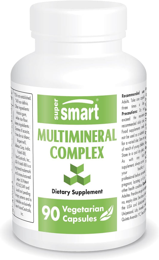 SuperSmart Multimineral Complex Supplement - Full Spectrum with Magnesium, Zinc, Boron, Calcium, Chromium, Selenium, Iodine, Potassium | Non-GMO & Gluten Free - 90 Vegetarian Capsules
