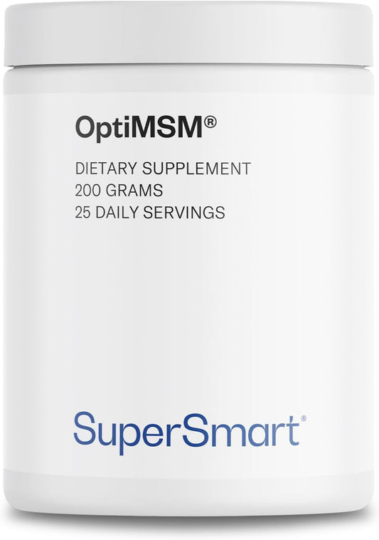 Supersmart OptiMSM: High Purity Methyl-Sulfonyl-Methane Formula - Non-GMO, Gluten Free (200g)