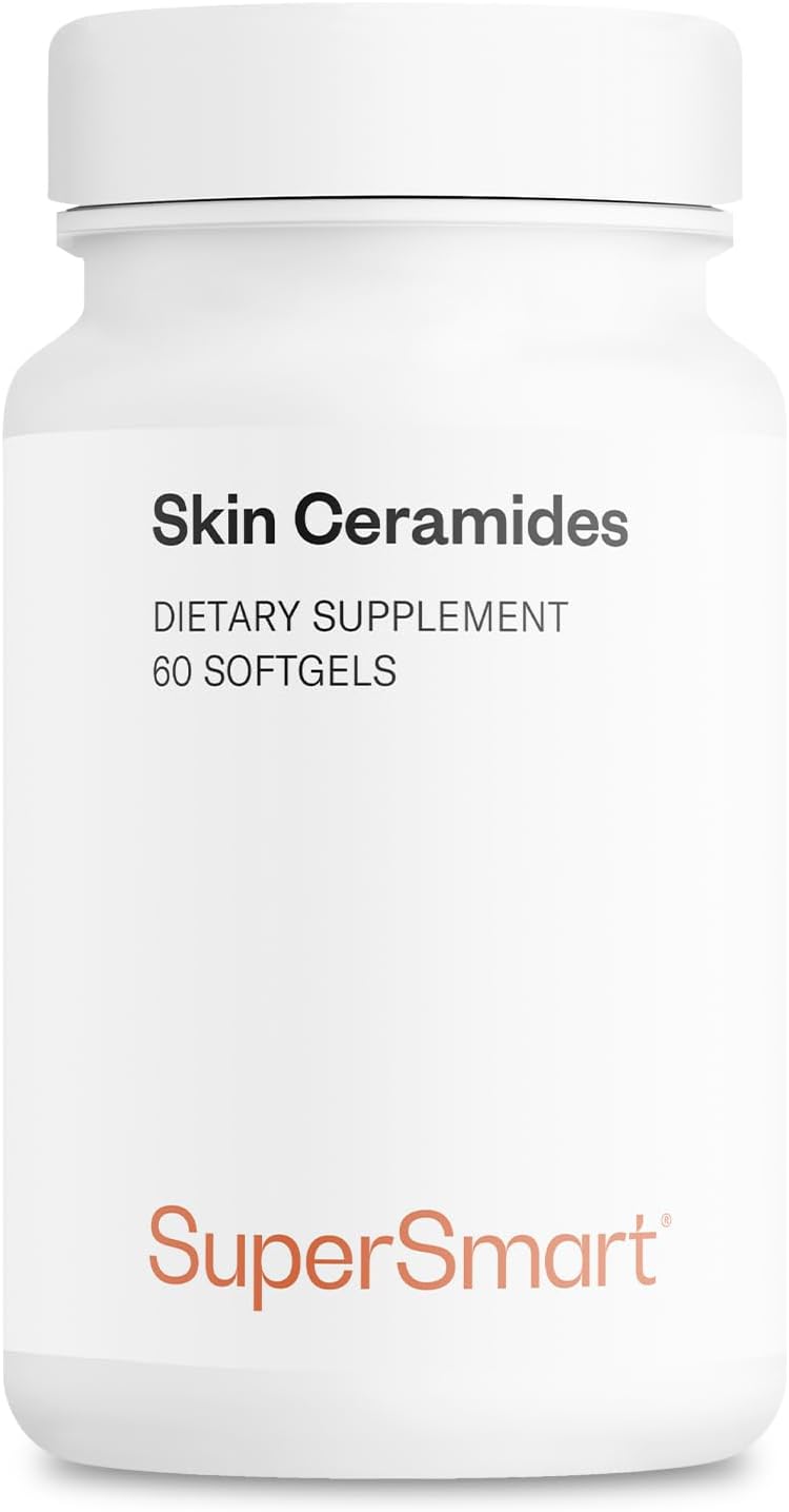 Supersmart Skin Ceramides with Zinc Softgels - Non-GMO Hydration & Protection Supplement for Skin Care - 60 Count