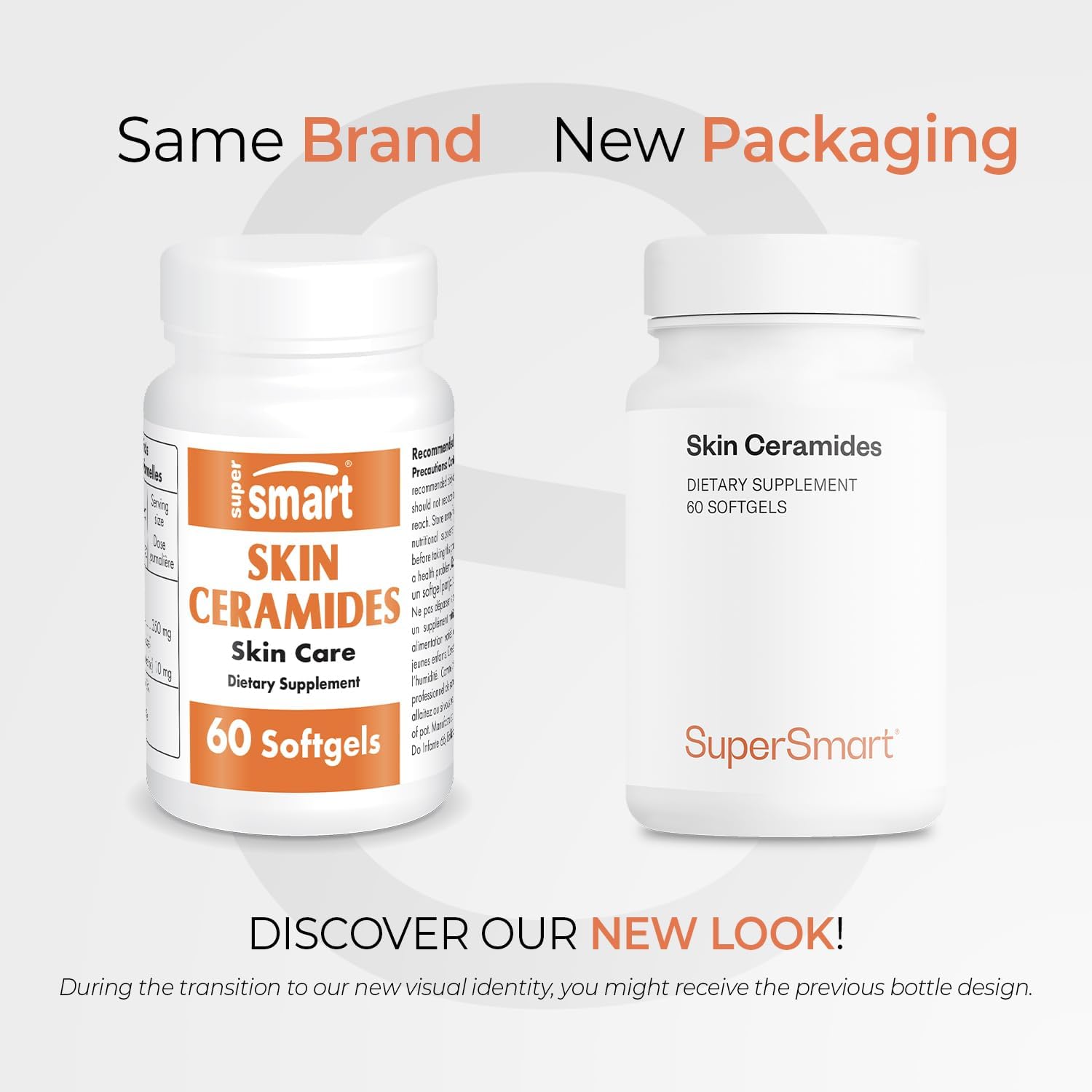 Supersmart Skin Ceramides with Zinc Softgels - Non-GMO Hydration & Protection Supplement for Skin Care - 60 Count