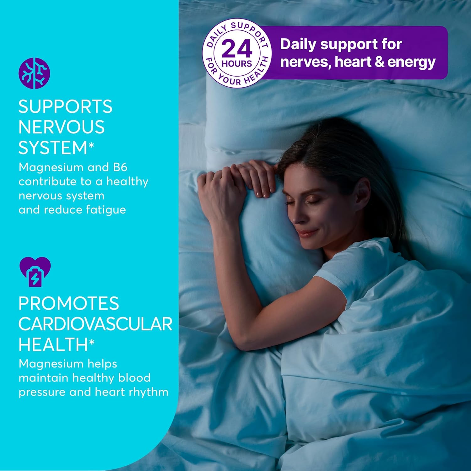 Suplint Magnesium Bisglycinate with Vitamin B6 - Daily Supplement for Metabolism, Immune, and Nervous System Support for Men and Women