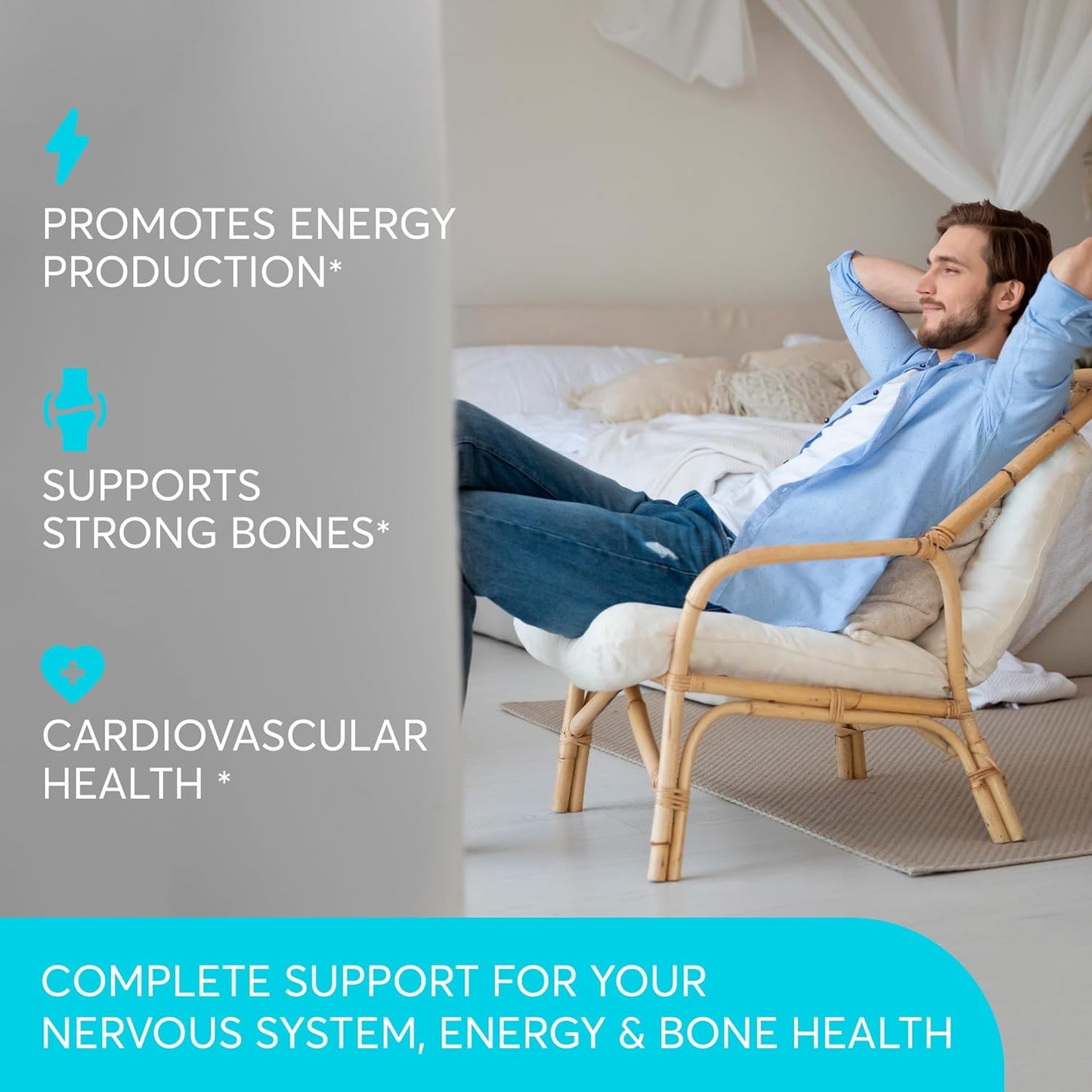 Suplint Magnesium Bisglycinate with Vitamin B6 - Daily Supplement for Metabolism, Immune, and Nervous System Support for Men and Women