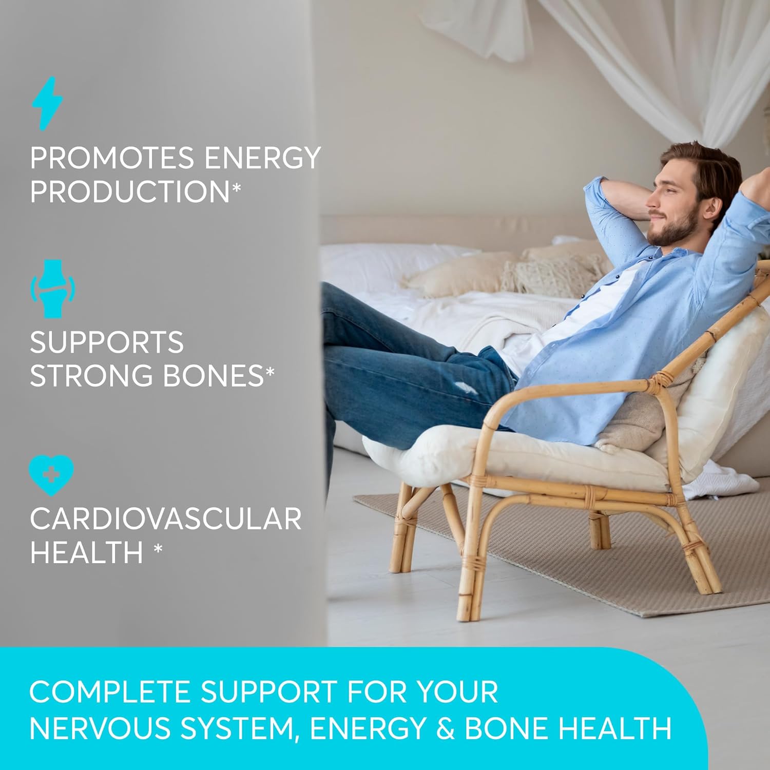 Suplint Magnesium Bisglycinate with Vitamin B6 - Daily Supplement for Metabolism, Immune, and Nervous System Support for Men and Women