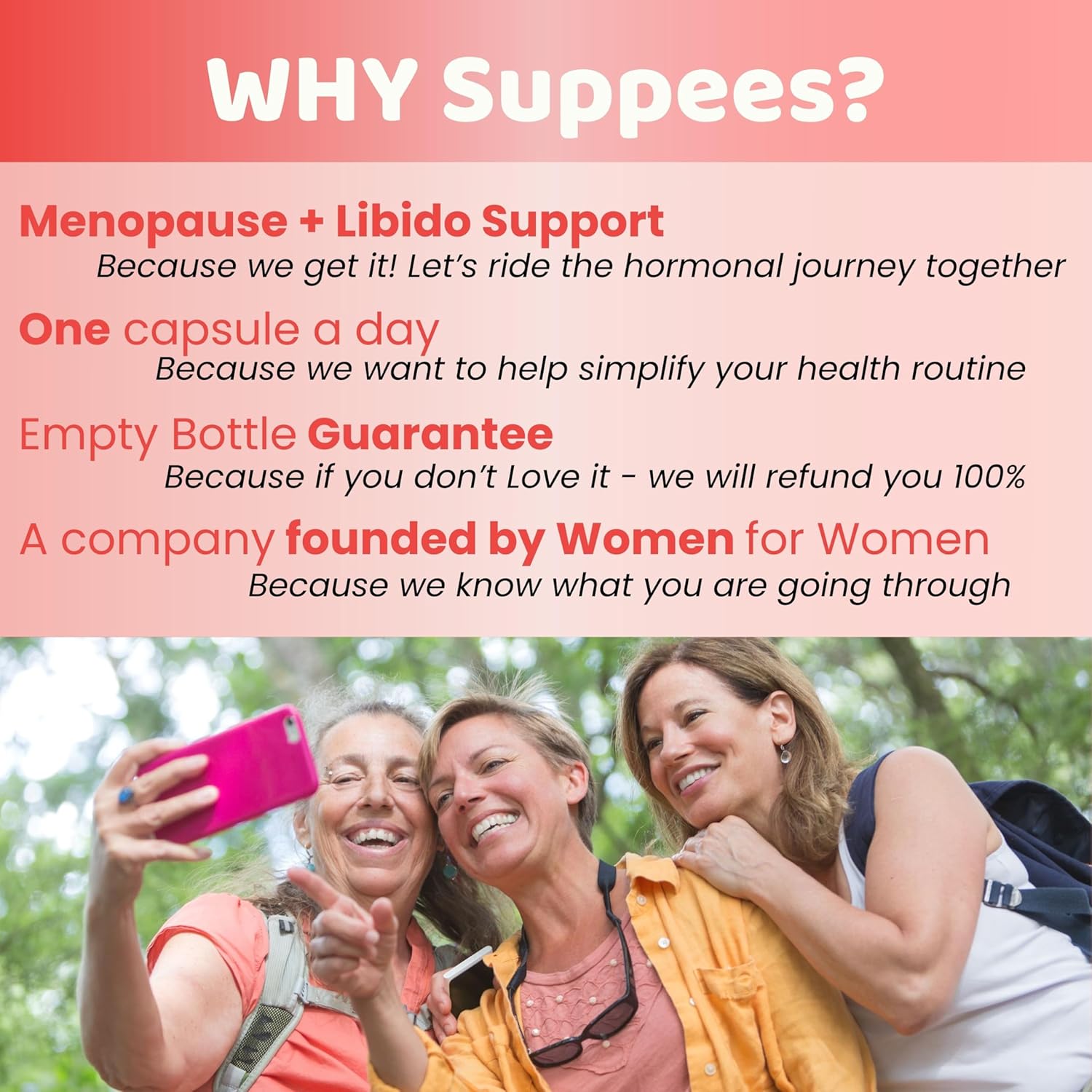 Suppees Menopause Relief Supplement: Natural 2-Month Supply for Women, Daily Capsule for Hot Flashes, Night Sweats, Mood Swings, Hormone Balance, Bloating, Sleep Support