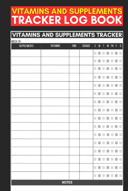 Supplements and Vitamins Intake Tracker Log: Gift for Nurses, Caregivers, and Guardians - Cute Record Book