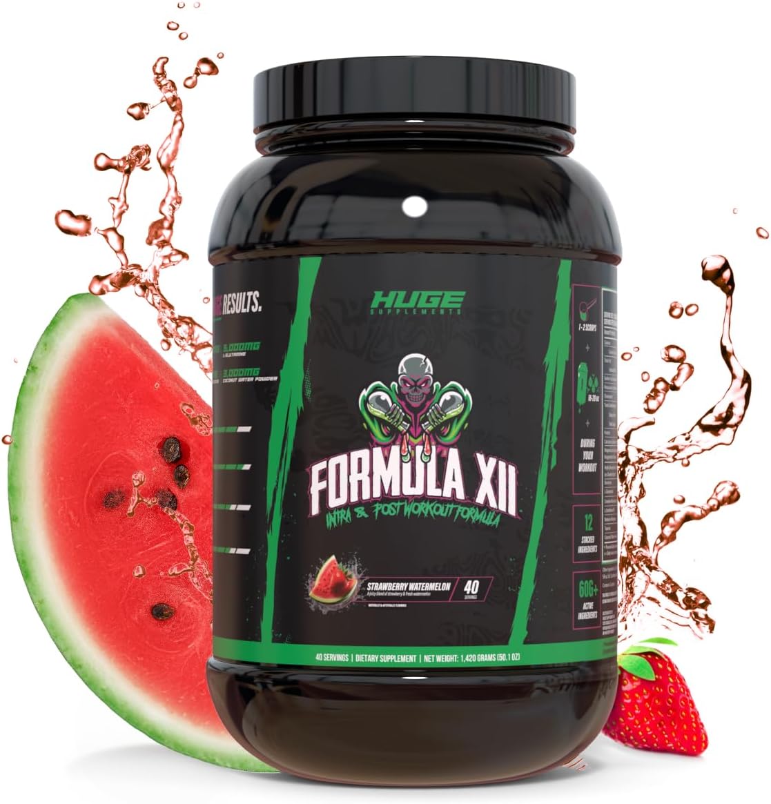 Supplements Formula XII Intra Workout Carbs & Post Workout Recovery Powder - Enhance Performance, Strength, and Hydration with 12 Science-Backed Ingredients - Strawberry Watermelon Flavor