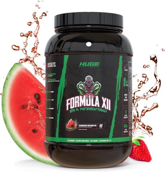 Supplements Formula XII Intra Workout Carbs & Post Workout Recovery Powder - Enhance Performance, Strength, and Hydration with 12 Science-Backed Ingredients - Strawberry Watermelon Flavor