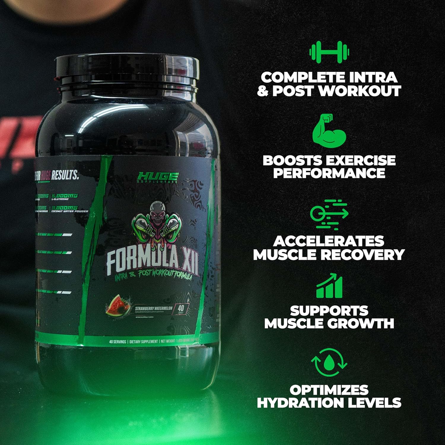 Supplements Formula XII Intra Workout Carbs & Post Workout Recovery Powder - Enhance Performance, Strength, and Hydration with 12 Science-Backed Ingredients - Strawberry Watermelon Flavor