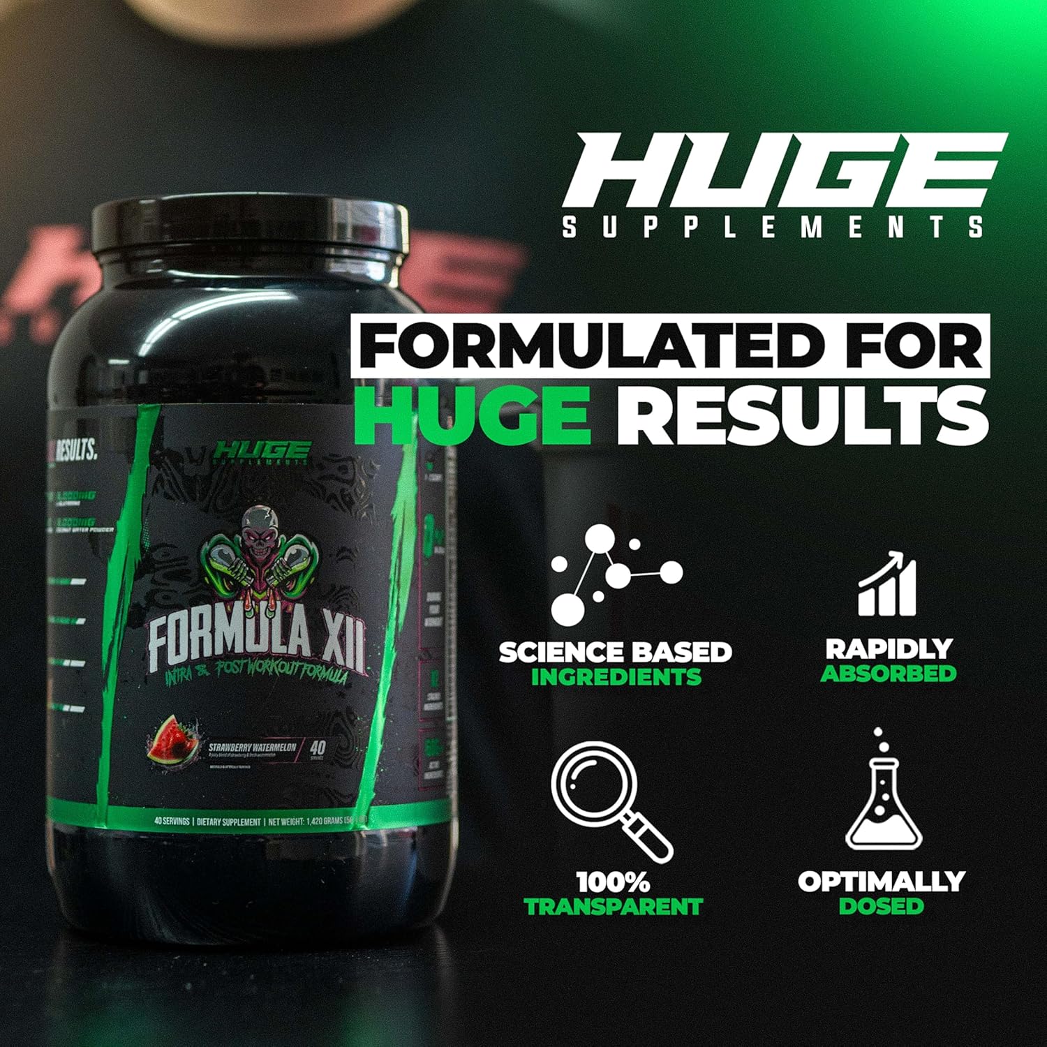 Supplements Formula XII Intra Workout Carbs & Post Workout Recovery Powder - Enhance Performance, Strength, and Hydration with 12 Science-Backed Ingredients - Strawberry Watermelon Flavor