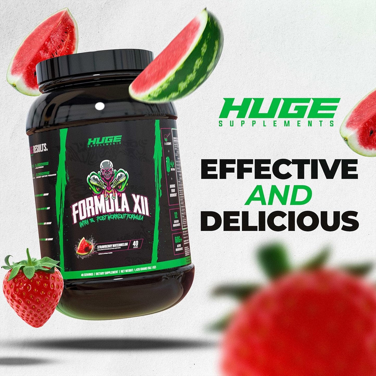 Supplements Formula XII Intra Workout Carbs & Post Workout Recovery Powder - Enhance Performance, Strength, and Hydration with 12 Science-Backed Ingredients - Strawberry Watermelon Flavor