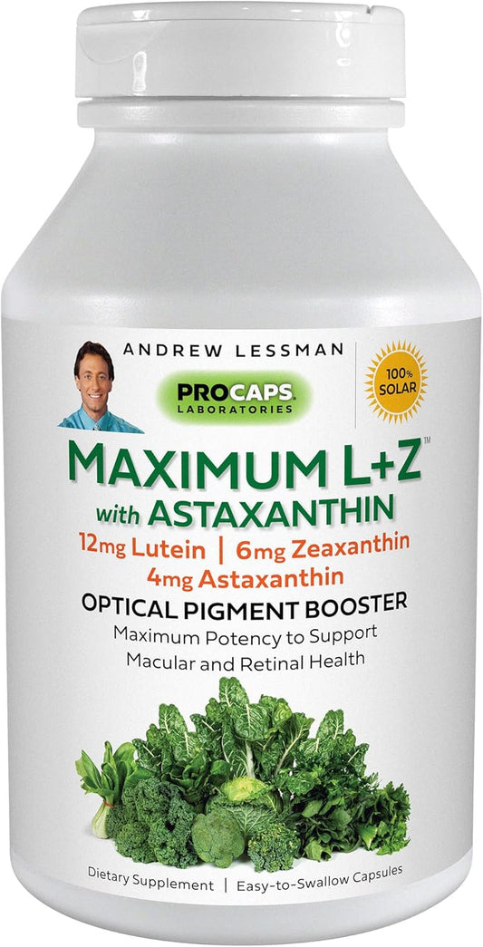 Support Eye & Brain Health: Maximum L+Z with Astaxanthin Softgels - 12mg Lutein, 6mg Zeaxanthin, 4mg Astaxanthin for Healthy Vision