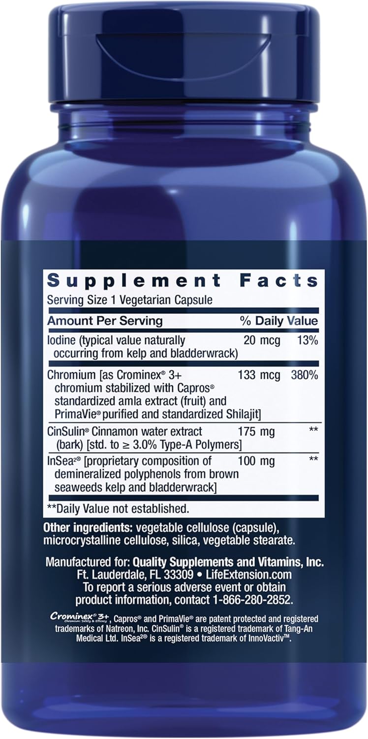Support Healthy Metabolism & Satiety with Life Extension CinSulin® 90 Capsules, Gluten-Free & Non-GMO