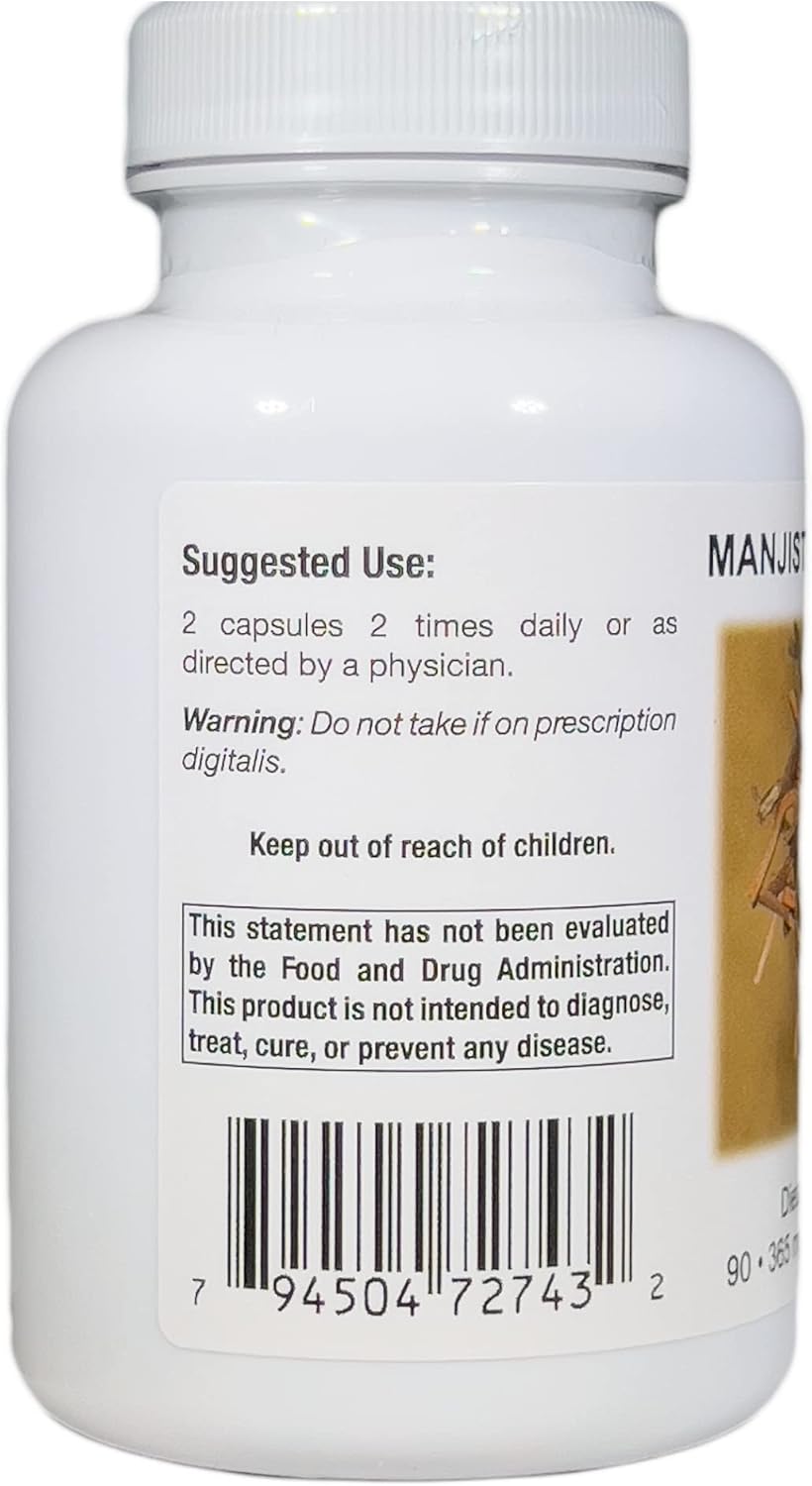Supreme Nutrition Manjistha Capsules - 90 Pure Indian Madder Root Vegetarian Supplement