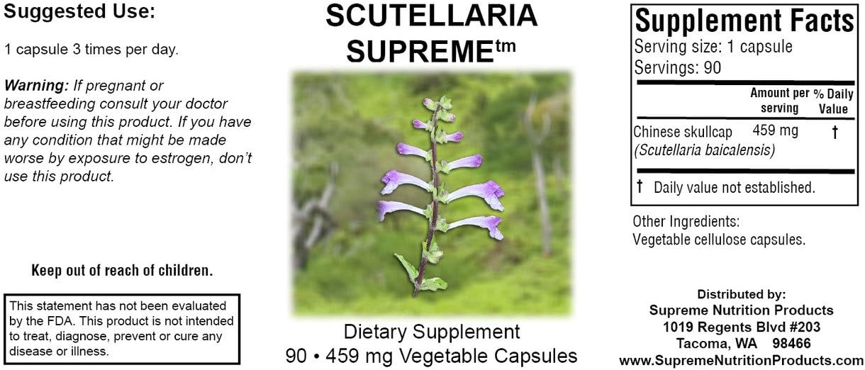 Supreme Nutrition Scutellaria - 90 Pure Chinese Skullcap Vegetarian Capsules for Optimal Health