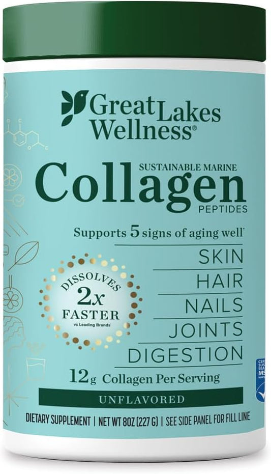 Sustainable Marine Collagen Peptides Powder for Skin, Hair, Nails, Joints & Digestion - Unflavored - Quick Dissolve Hydrolyzed - 8 oz - BoostGo Australia