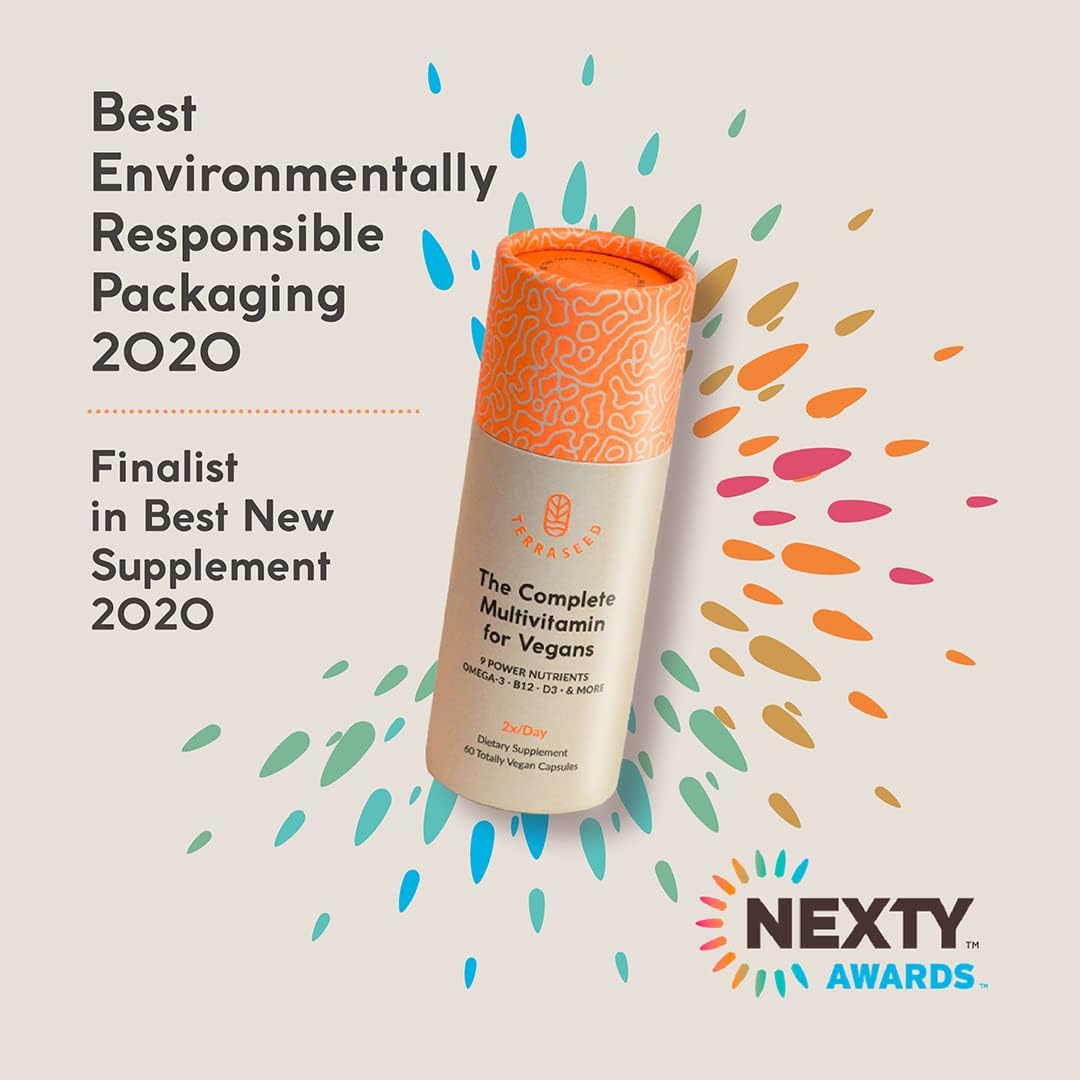 Sustainable Vegan Multivitamin with Iron, Omega 3, Vitamin D3, Folate, Zinc, B12 - Non-GMO, Gluten Free - Made in USA - 30 Day Supply