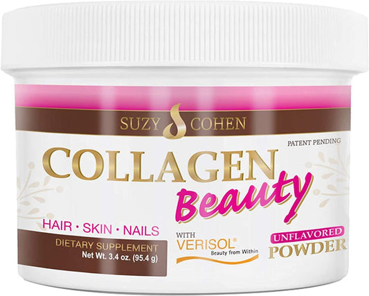 Suzy Cohen's Script Essentials Collagen Beauty Powder™ - 3.3 oz Hydrolyzed Protein Drink for Skin, Hair & Nails - Type I & III Collagen with Verisol for Anti Aging - Made in USA - BoostGo Australia