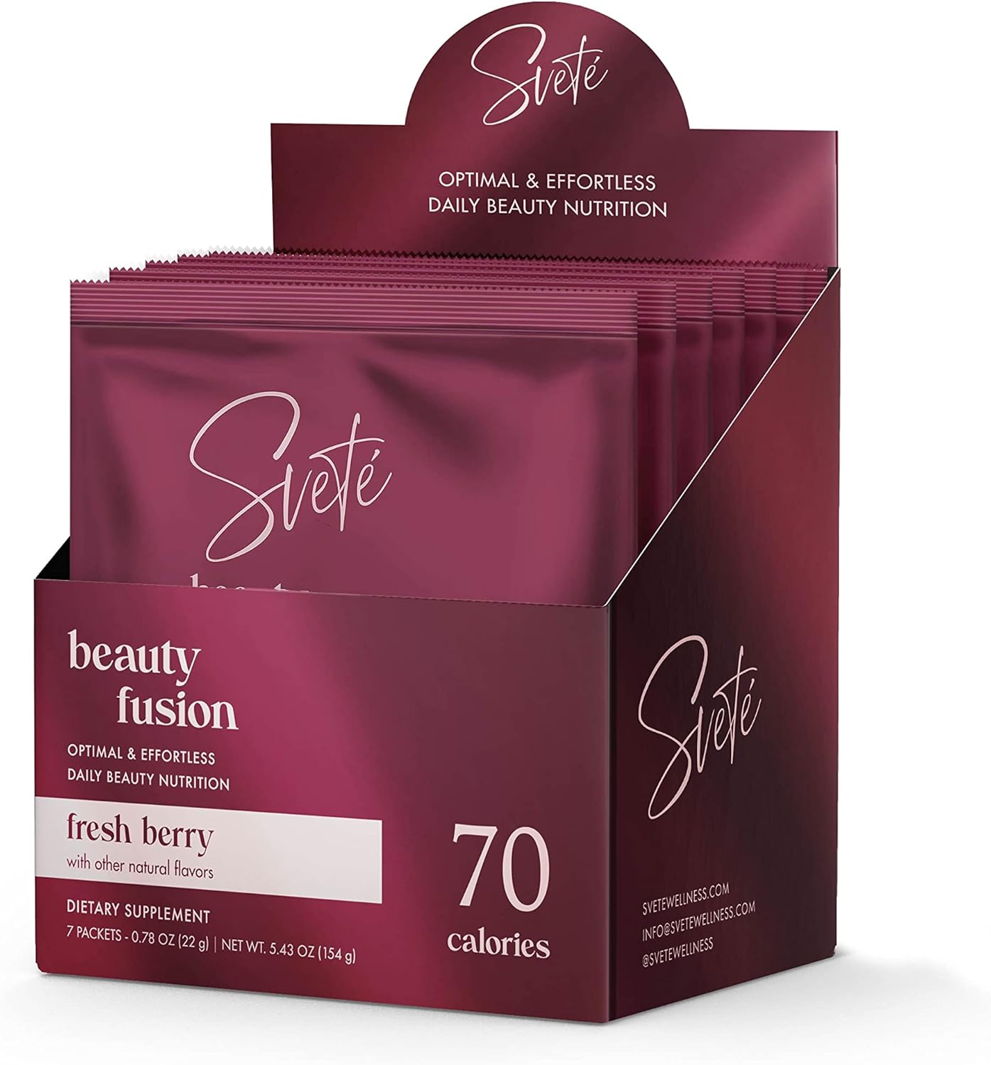 Sveté Women's Hydrolyzed Collagen Powder with Multi Beauty Superfood Ingredients - Hyaluronic Acid, Biotin, Vitamin C, Zinc, Probiotics, CoQ10 | Keto Protein | Berry Flavor (7 Single Serve Packets)