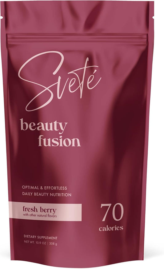 Svete Hydrolyzed Multi Collagen Powder Beauty Superfood for Women - Berry Flavor Keto Supplement with Vitamins, Probiotics, Peptides for Aging Skin, Hair, Nails, Joints, and Gut Health