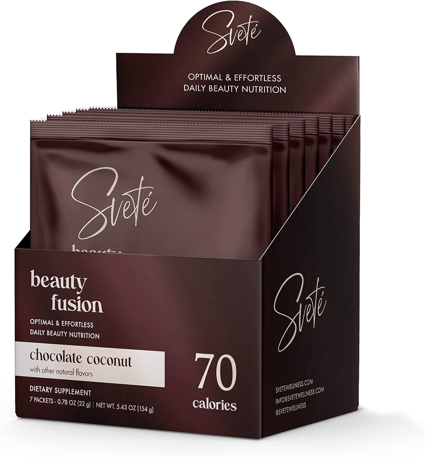 Svete Hydrolyzed Multi Collagen with Vitamins, Biotin, Hyaluronic Acid, CoQ10, Probiotics, Zinc | Keto Chocolate Protein Drink Powder (7 Travel Packs) for Women - Hair, Skin, Beauty Supplement