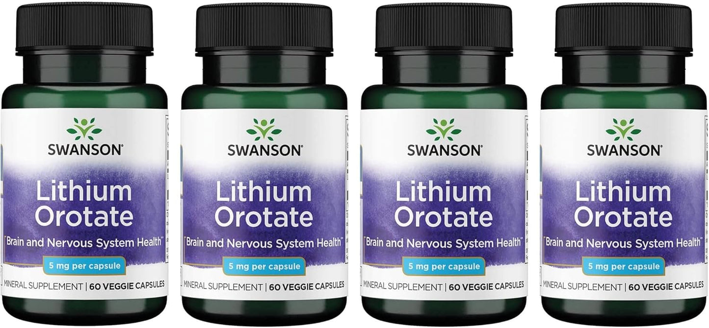Swanson 5 mg Lithium Orotate Supplement for Emotional Wellness & Memory Support - 240 Veggie Capsules