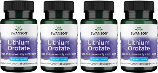 Swanson 5 mg Lithium Orotate Supplement for Emotional Wellness & Memory Support - 240 Veggie Capsules