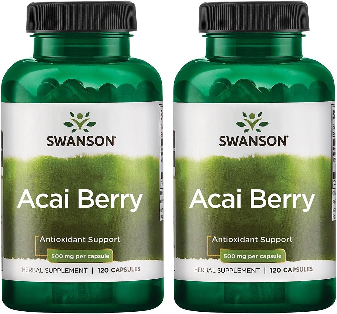 Swanson Acai Berry Antioxidant Support Capsules - 500mg, 120 Count (2 Pack)