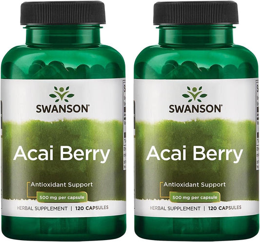 Swanson Acai Berry Antioxidant Support Capsules - 500mg, 120 Count (2 Pack)