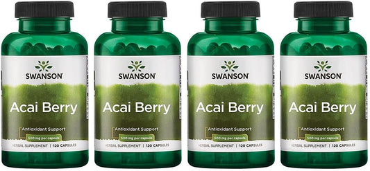 Swanson Acai Berry Antioxidant Support Capsules - 500mg, 120 Count (Pack of 4)